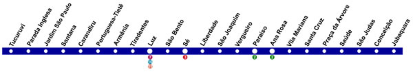 Mapa da estação Tucuruvi - Linha 1 Azul do Metrô